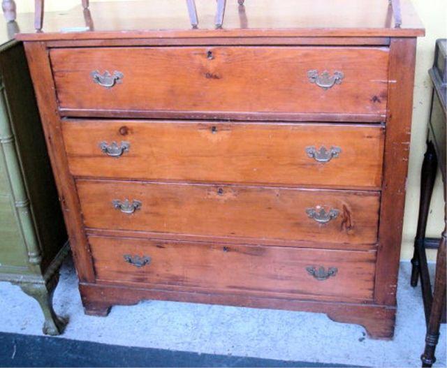 19th Cent Pine 4 Drawer Chest.