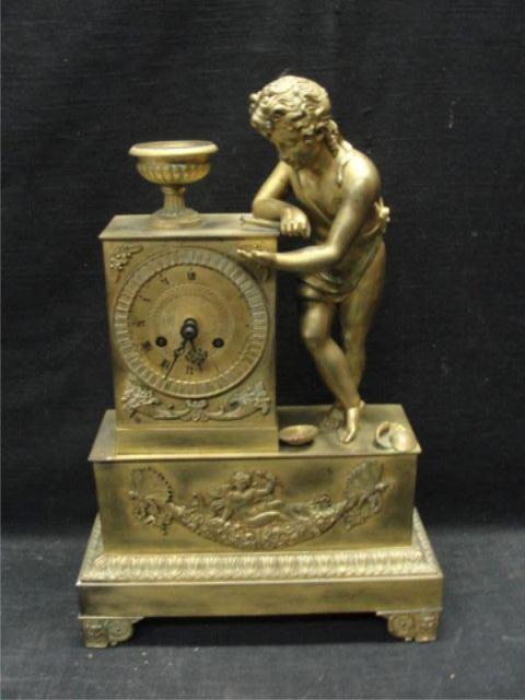 Dore Bronze Figural Clock. As is.