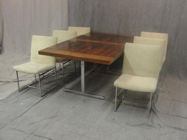 Midcentury Dining Set. Table with chrome