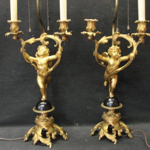 Pair of Bronze Figural Candelabra. From