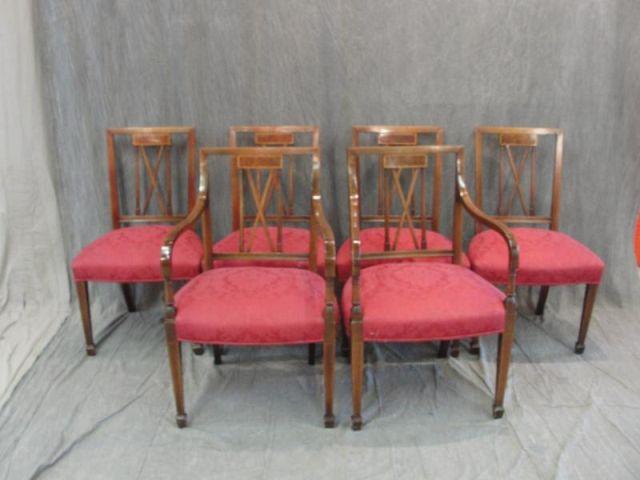 6 Mahogany Dining Chairs. 2 arm chairs,