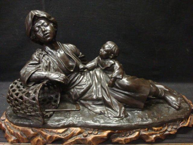 Chinese Bronze Sculpture Mother bb62b