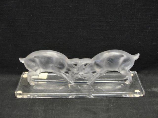 LALIQUE Fighting Rams Sculpture  bb637