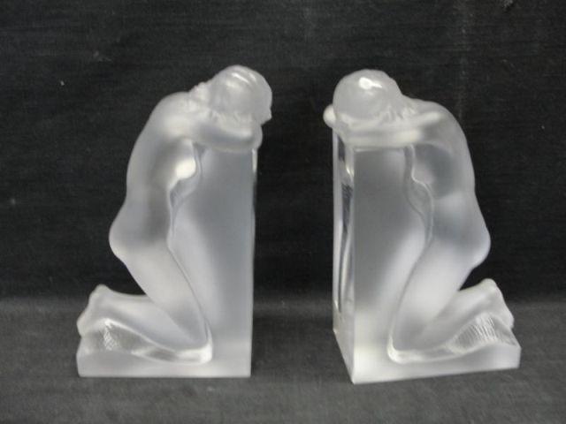 LALIQUE Pair of Figural Bookends  bb63d