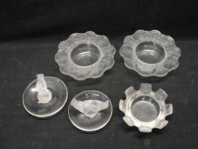LALIQUE. Lot of 5 Assorted Pieces.