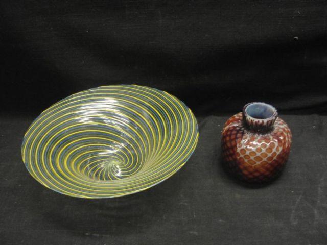 2 Pieces of Art Glass. A bowl and