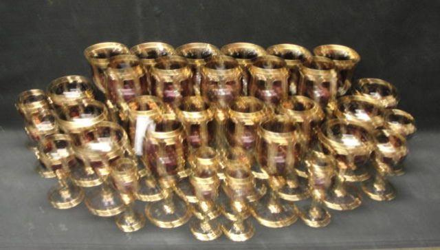 MURANO Red and Gold Flecked Stemware,