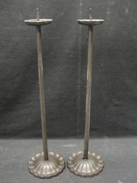 Pair of Bronze Candlesticks Sprickets  bb656