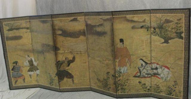 Antique 6 Panel Japanese Screen.