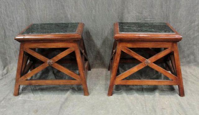 Pair of Marbletop Tables. From