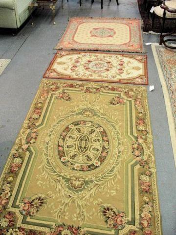 Lot of 3 Needlepoint Throw Rugs bb665