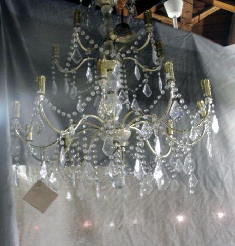 Cut Crystal and Gilt Metal Chandelier  bb565