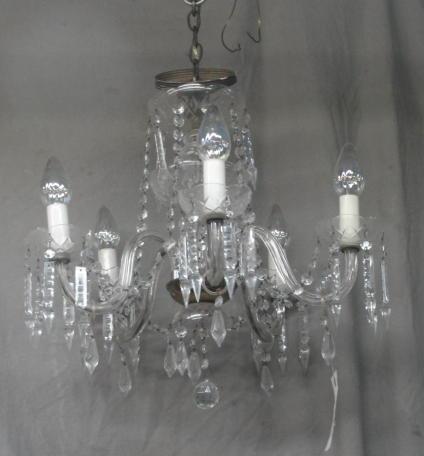 5 Arm Crystal Chandelier. Dimensions: