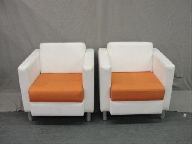 Pair of Upholstered Midcentury Cube