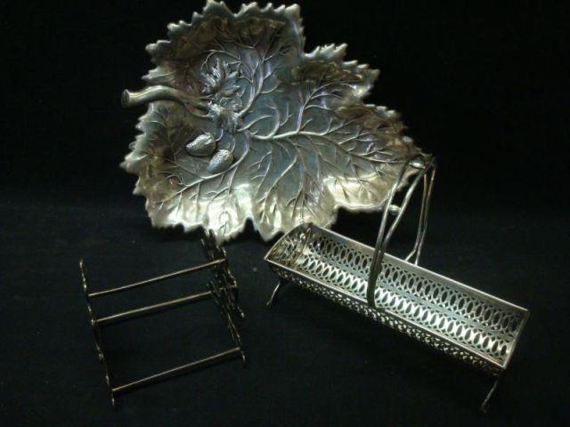 3 Pieces of Sterling. Leaf form tray,