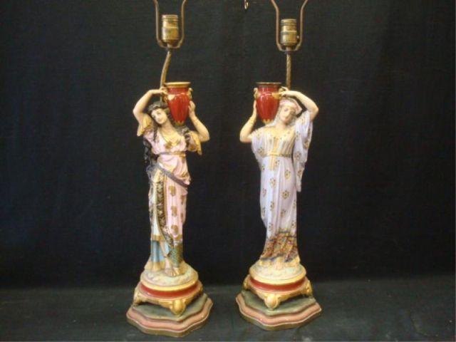 Pair of Porcelain Figural Lamps.