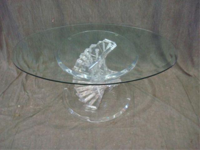 Midcentury Oval Lucite Coffee Table bb9a7