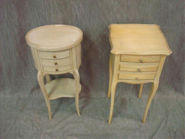 2 Italian White Painted End Tables.