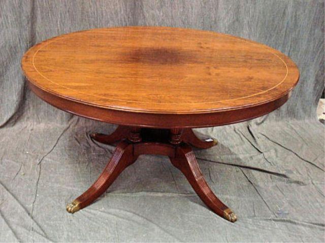 Round Banded Fruitwood Dining Table bb9dc