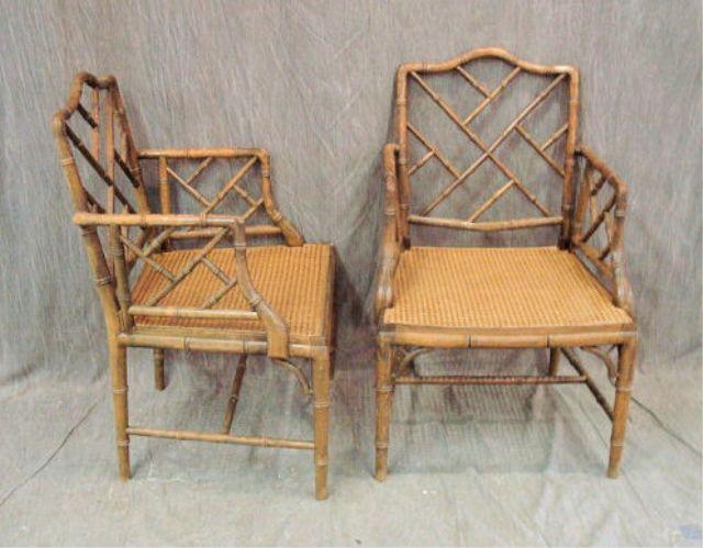 Pair of Bamboo and Cane Arm Chairs  bb9e9
