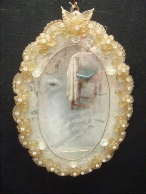 Murano Glass Oval Mirror. A vintage