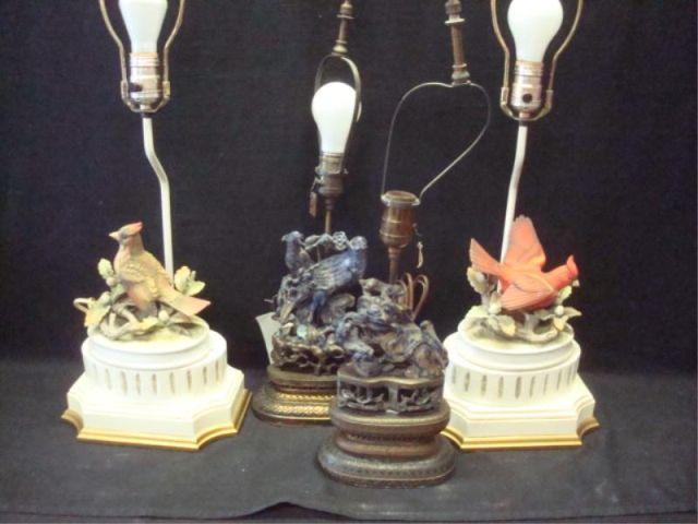 4 Lamps. 2 Soapstone, 2 Porcelain