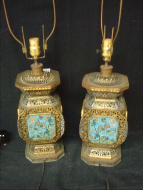 Pair of Asian Gilt Metal and Enameled bba15