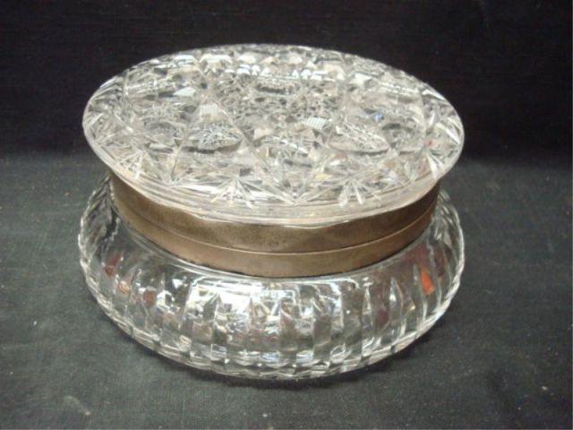 Cut Crystal Round Lidded Box. Very