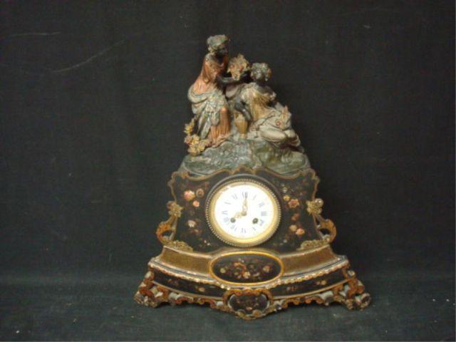 Papier Machier and Gilt Metal Clock  bba2d