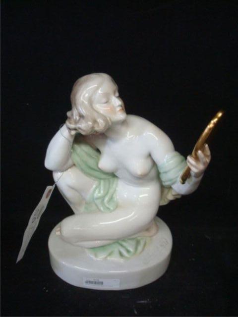 HEREND Porcelain Figure of a Girl Using