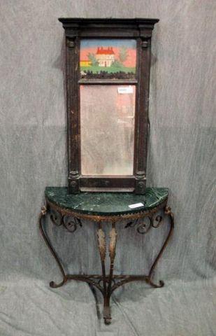 Iron Leaf Form Console with Demilune