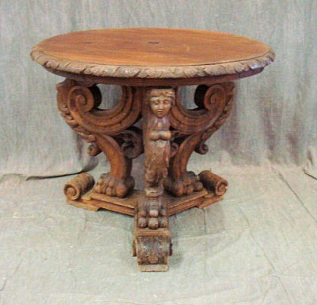 Victorian Carved Walnut Center bba54