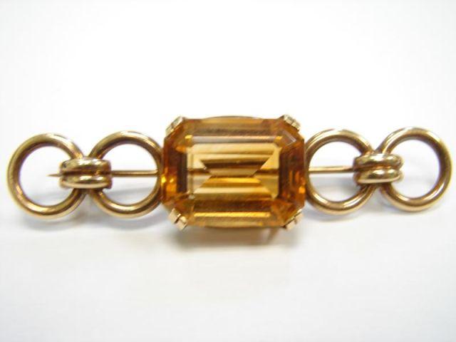 14K Gold and Citrine Pin Natural bba62