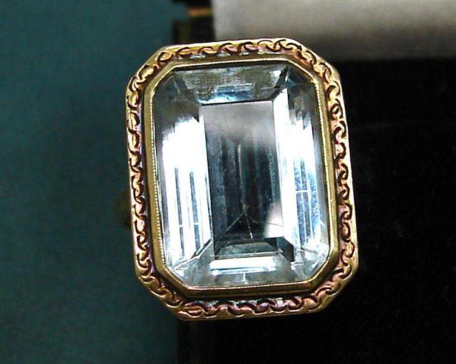 14K Gold and Aquamarine Ring. Natural