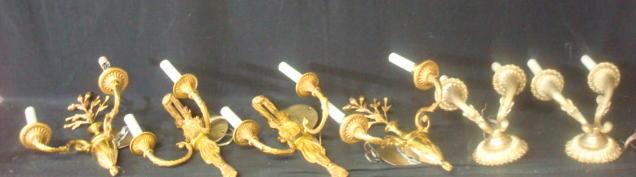3 Pairs of Gilt Metal Sconces. From