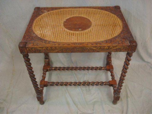 Victorian Cane Top Oak Table with bbab1