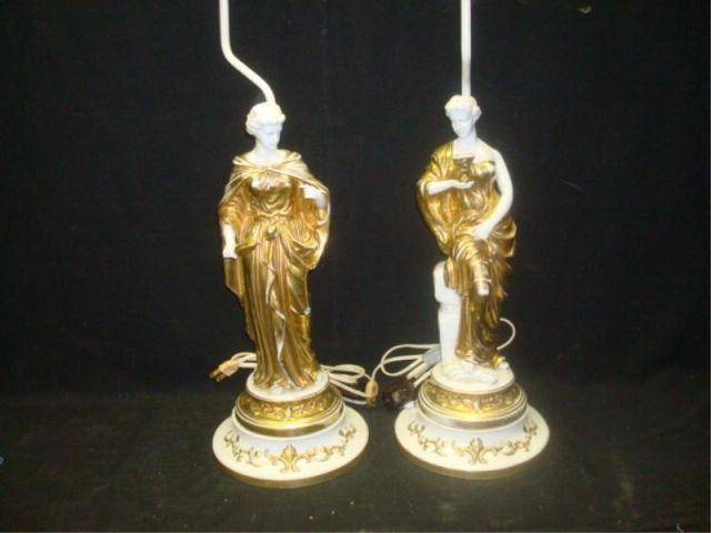 Pair of Porcelain Figural Lamps  bbab8