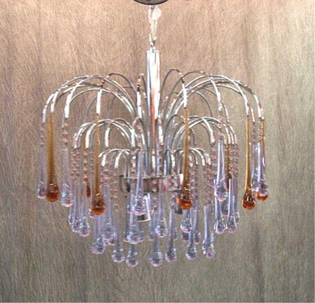 Multi-Colored Glass & Chrome Chandelier.