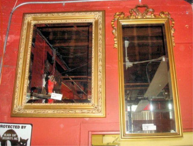 2 Giltwood Beveled Mirrors. 1 with