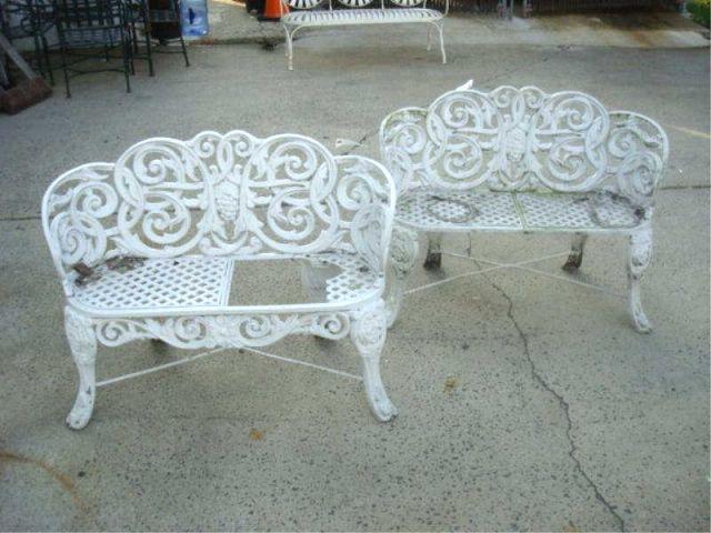 Pair of Iron Outdoor Benches. Seat