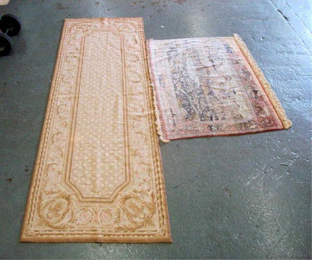 Two Carpets. 1-Chinese silk, 40"