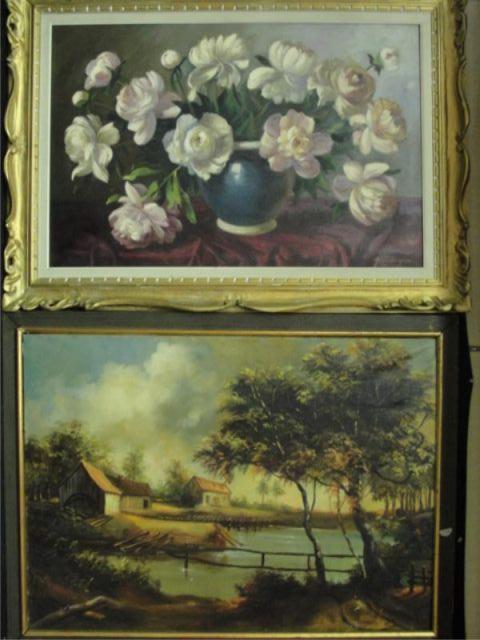 2 Signed Oil Paintings Floral bc714