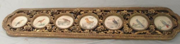 Bird Prints in Carved and Giltwood Frame.