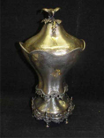 Ottoman Silver Eagle-Finial Lidded Urn.