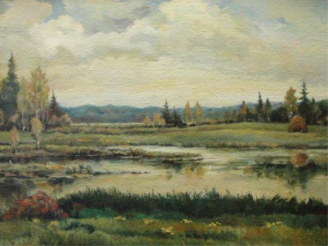 Oil on Canvas of Russian Marsh  bcac3