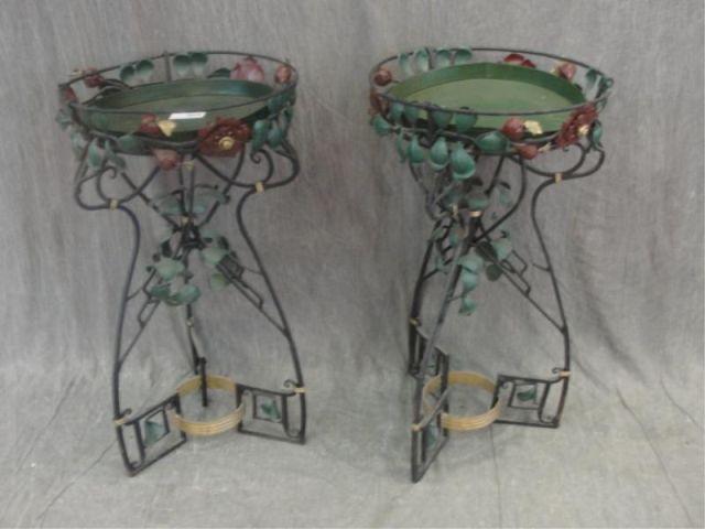 Pair Decorative Painted Iron Plant bcaf2