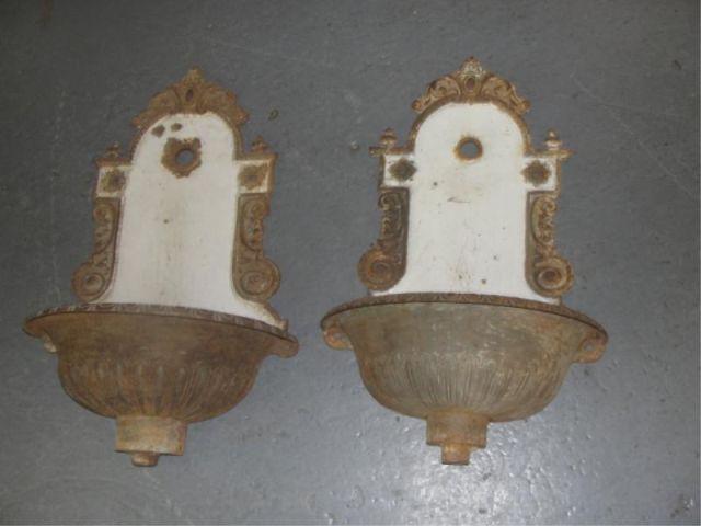 Pair of Iron and Enamel Fountains  bcaf3