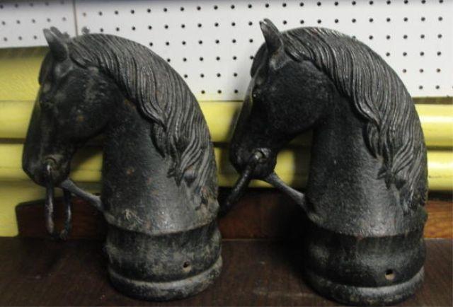 Pair of Cast Iron Horse Heads. From