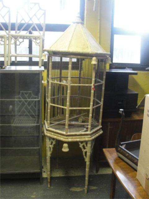 Bleached Bamboo Form Birdcage on bcb08