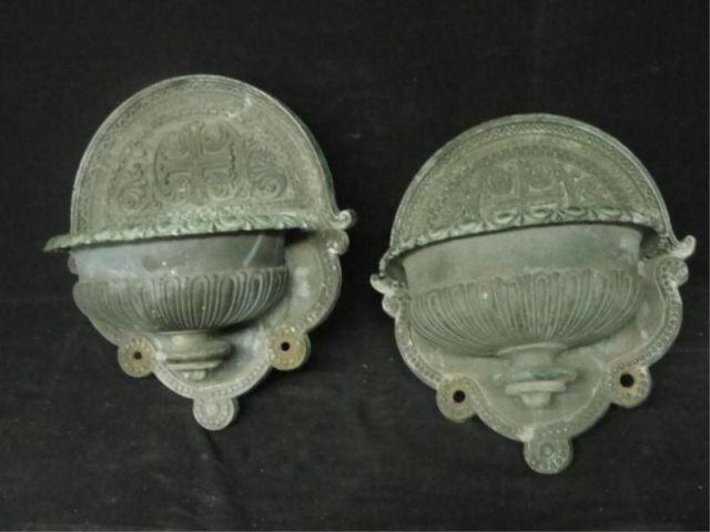 Pair of 19th Cent Bronze Fonts bcb18